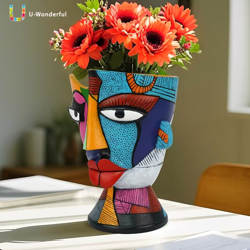 Visage artistique - Pot de fleurs